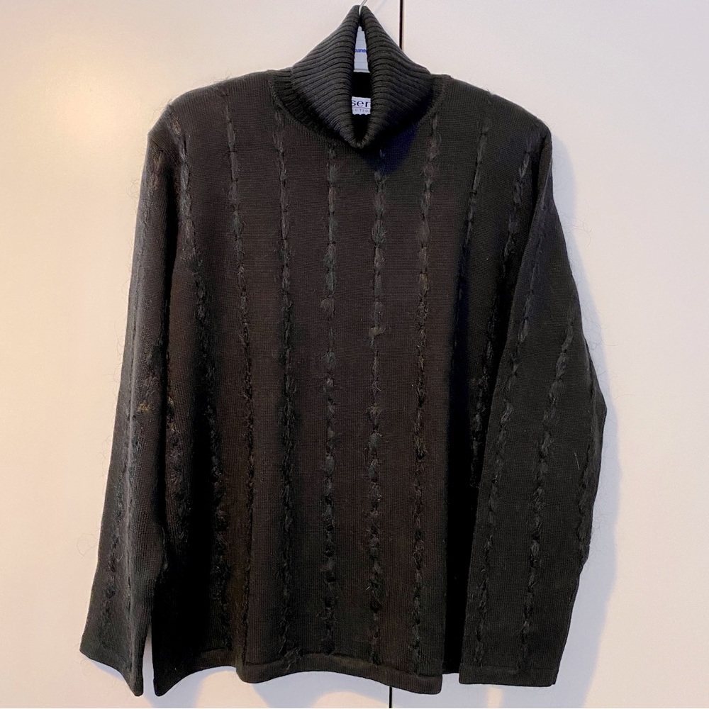Ladies Olsen Black Merino Wool Sweater